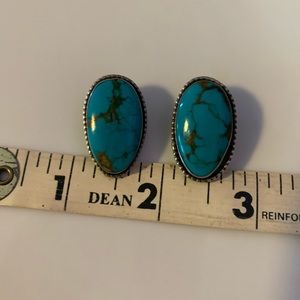 Navajo Turquoise Clip-On Earrings, Large